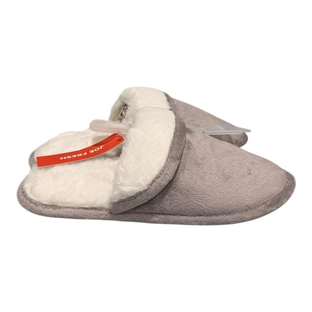 Joe Fresh Slippers Womens Size 7 Gray Faux Fur Mule House Shoes Cozy Indoor